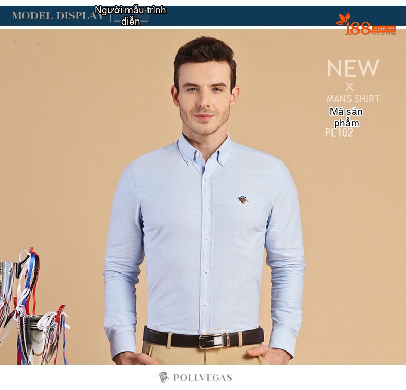 Áo Sơ Mi Dài Tay Nam Cotton Oxford Thường Ngày Màu Trắng, Xanh Dương, Hồng, Tím... chi tiết 7