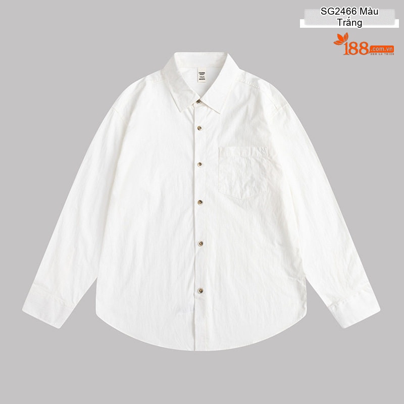 Áo Sơ Mi Dài Tay Nam Cotton Pha Polyester Mỏng Phong Cách Casual Màu Trắng, Đen, Xám, Xanh Quân Đội...