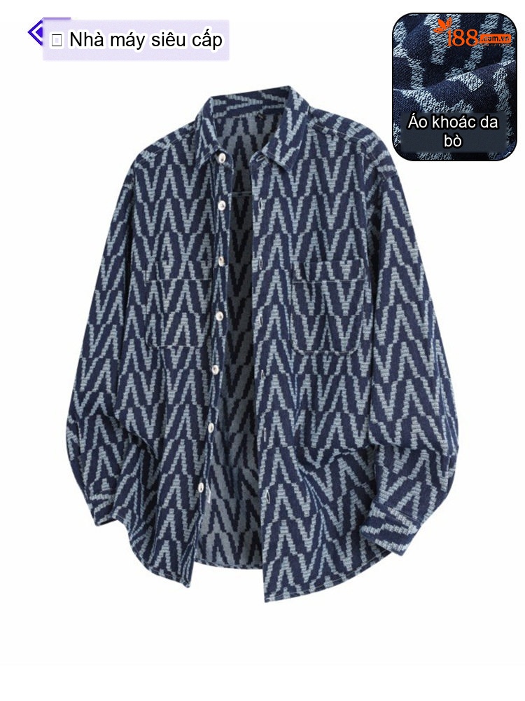 Áo Sơ Mi Dài Tay Nam Họa Tiết Sọc Caro Phong Cách Casual Màu Xanh Navy