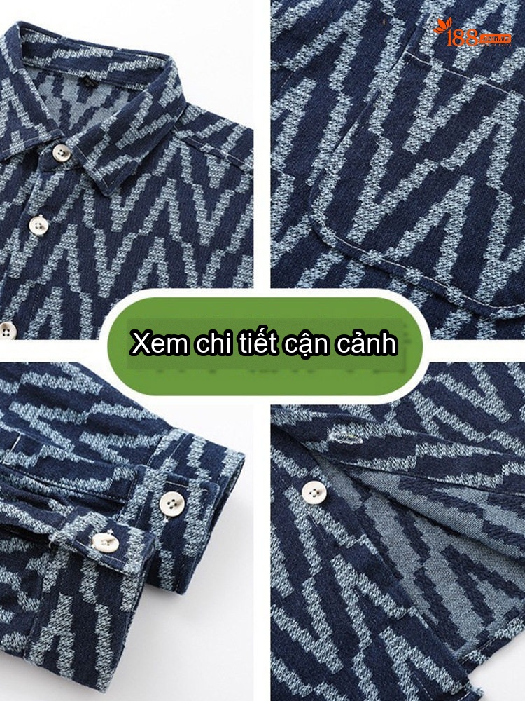 Áo Sơ Mi Dài Tay Nam Họa Tiết Sọc Caro Phong Cách Casual Màu Xanh Navy