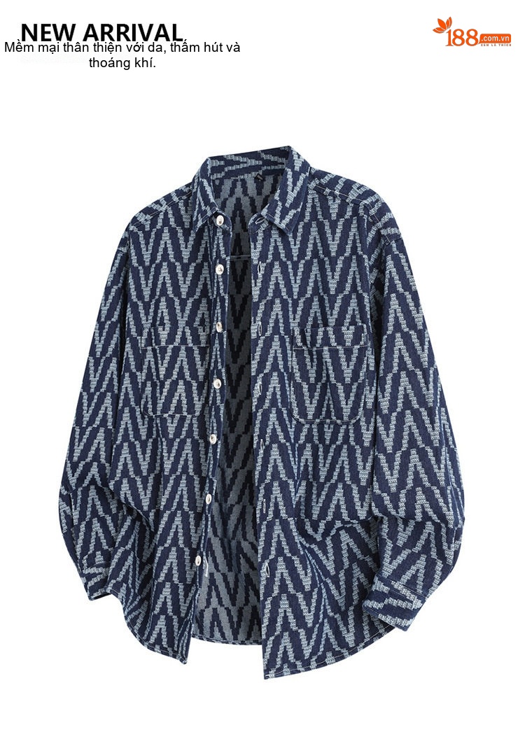 Áo Sơ Mi Dài Tay Nam Họa Tiết Sọc Caro Phong Cách Casual Màu Xanh Navy chi tiết 1