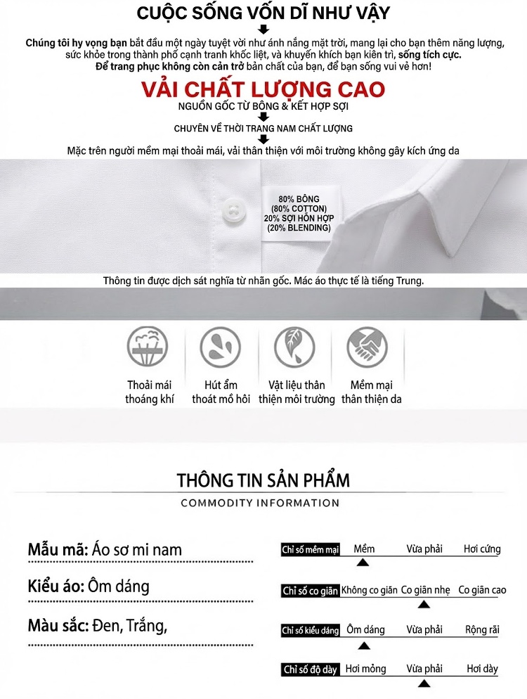 Áo Sơ Mi Dài Tay Nam In Chữ Họa Tiết Báo Phong Cách Âu Mỹ Màu Trắng, Đen chi tiết 4