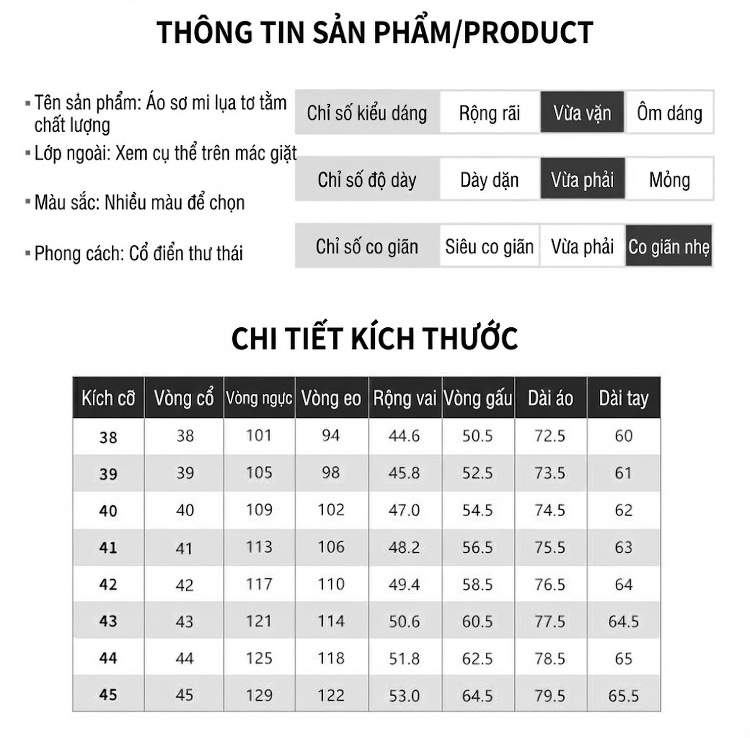 Áo Sơ Mi Dài Tay Nam Modal Lụa Tằm Màu Trắng, Xanh Dương, Xám, Hồng... chi tiết 7