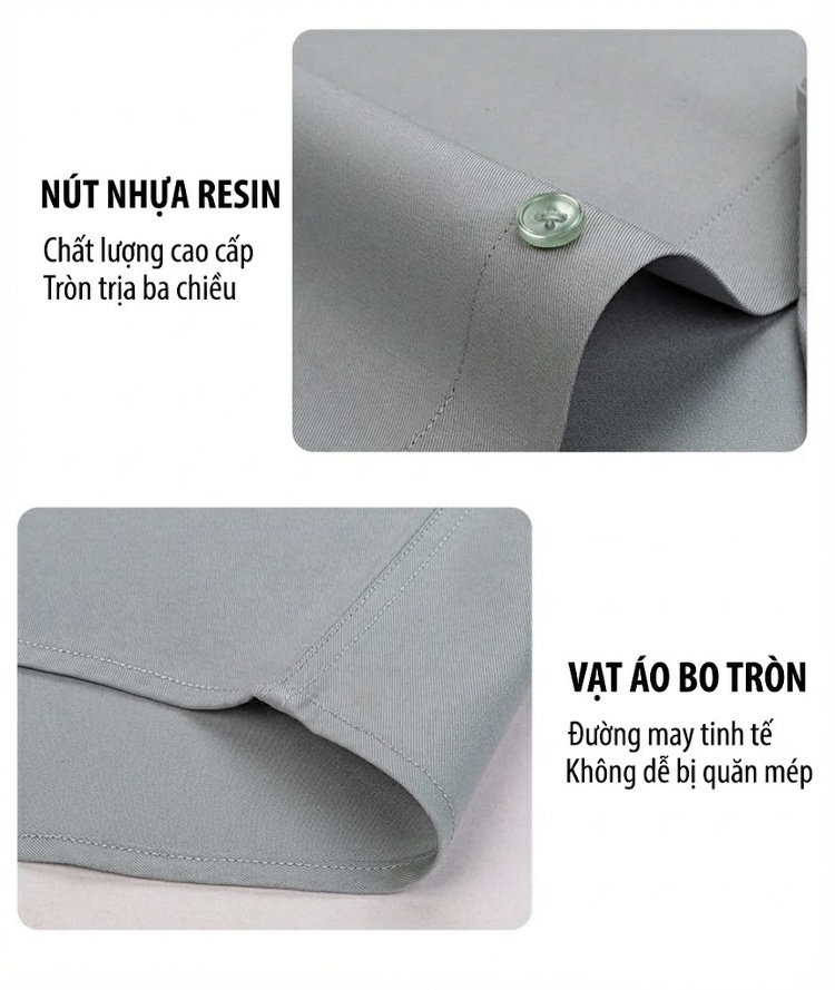 Áo Sơ Mi Dài Tay Nam Modal Lụa Tằm Màu Trắng, Xanh Dương, Xám, Hồng... chi tiết 9
