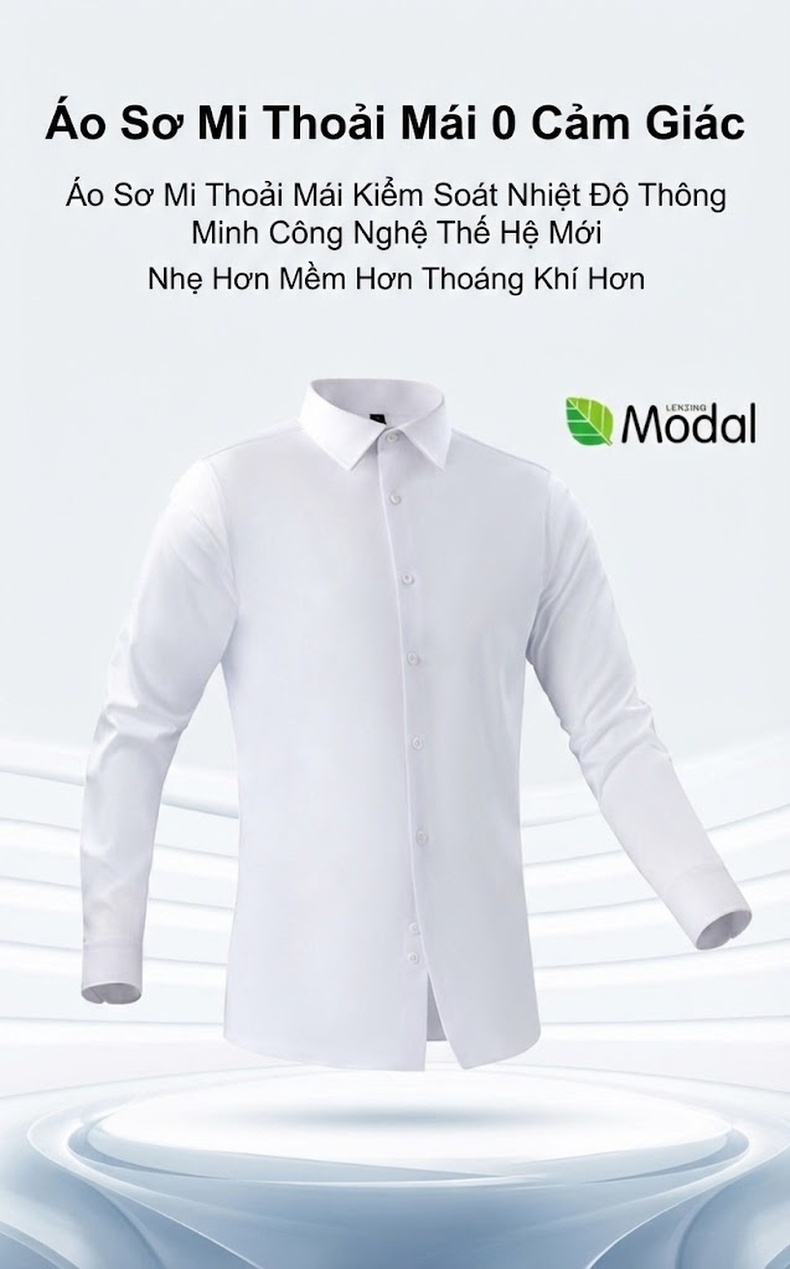 Áo Sơ Mi Dài Tay Nam Modal Ôm Dáng Màu Trắng, Hồng, Xanh Dương, Xám... chi tiết 1