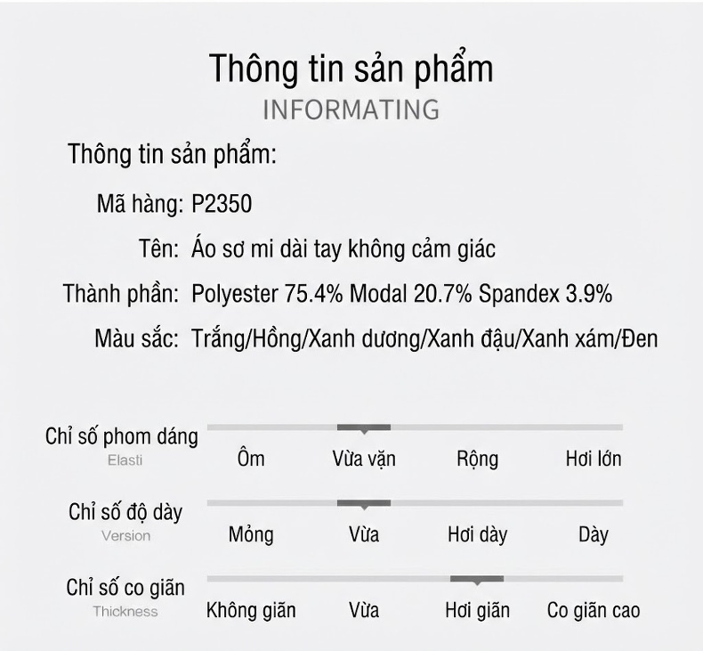 Áo Sơ Mi Dài Tay Nam Modal Ôm Dáng Màu Trắng, Hồng, Xanh Dương, Xám... chi tiết 8