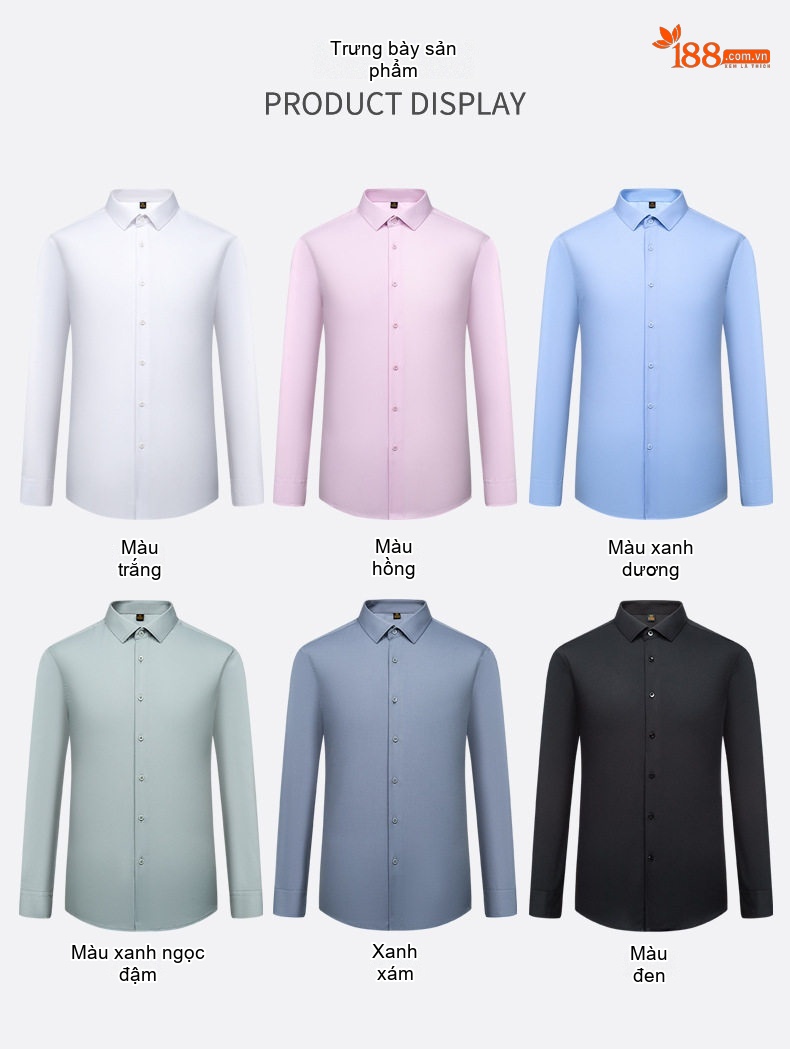 Áo Sơ Mi Dài Tay Nam Modal Ôm Dáng Màu Trắng, Hồng, Xanh Dương, Xám... chi tiết 10