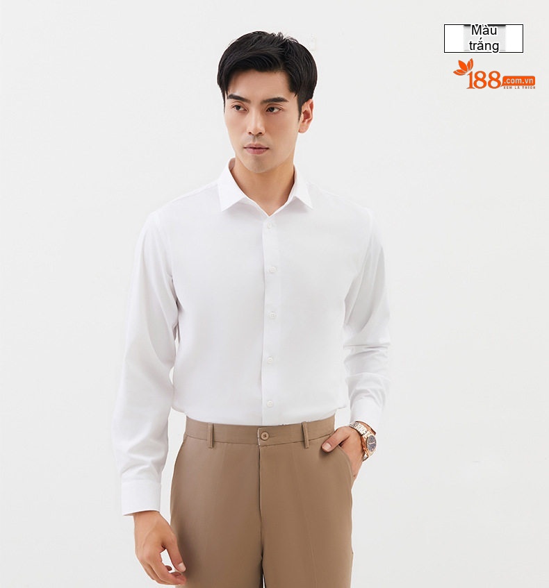 Áo Sơ Mi Dài Tay Nam Modal Ôm Dáng Màu Trắng, Hồng, Xanh Dương, Xám... chi tiết 12