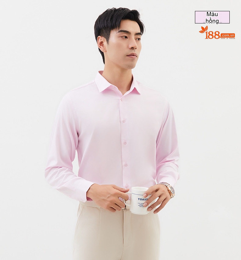 Áo Sơ Mi Dài Tay Nam Modal Ôm Dáng Màu Trắng, Hồng, Xanh Dương, Xám... chi tiết 13