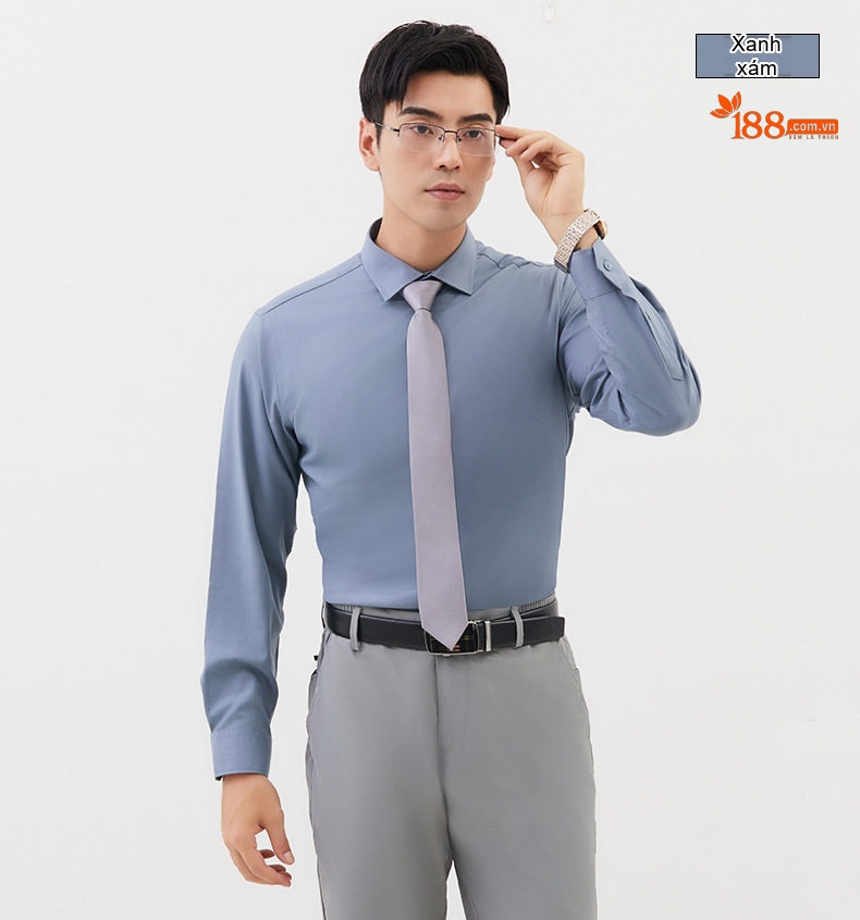 Áo Sơ Mi Dài Tay Nam Modal Ôm Dáng Màu Trắng, Hồng, Xanh Dương, Xám... chi tiết 16