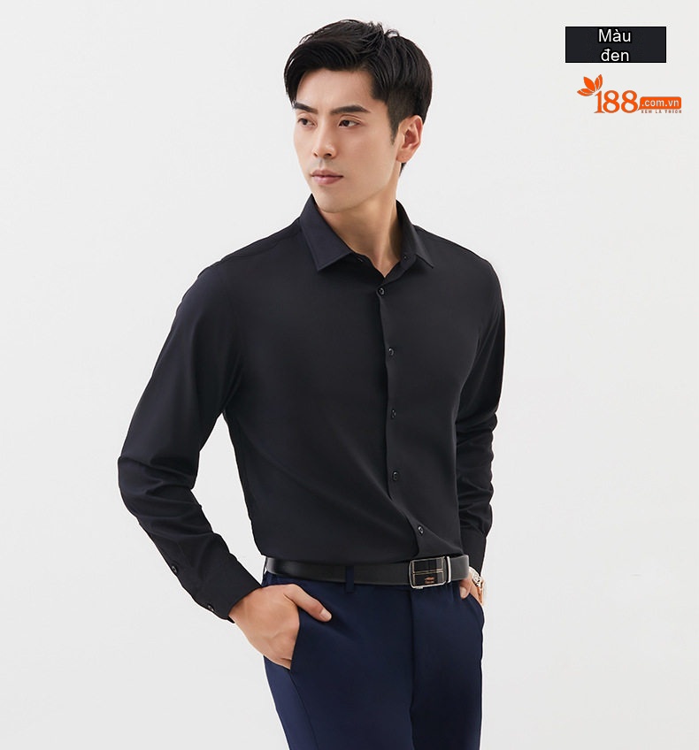 Áo Sơ Mi Dài Tay Nam Modal Ôm Dáng Màu Trắng, Hồng, Xanh Dương, Xám... chi tiết 17