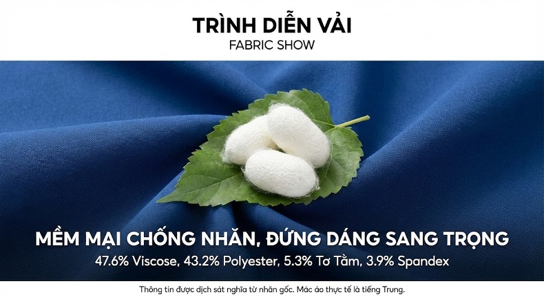 Áo Sơ Mi Dài Tay Nam Ôm Dáng Lụa Tằm Không Nhăn Màu Xanh Dương, Xám, Trắng, Xám Xanh Lá chi tiết 3