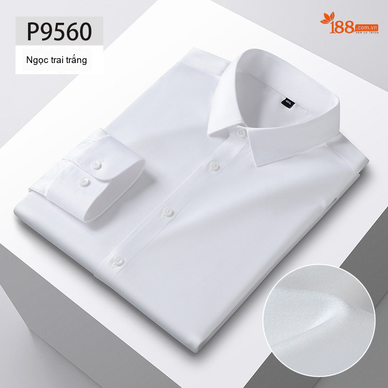 Áo Sơ Mi Dài Tay Nam Ôm Dáng Lụa Tằm Xuân Công Sở Màu Trắng, Xanh Dương, Xám, Đen...