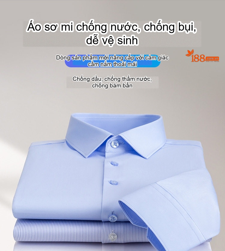 Áo Sơ Mi Dài Tay Nam Phong Cách Công Sở, Chống Bám Bẩn Màu Trắng, Xanh Dương, Xám... chi tiết 1