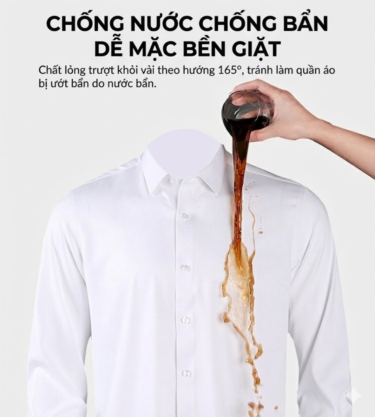 Áo Sơ Mi Dài Tay Nam Phong Cách Công Sở, Chống Bám Bẩn Màu Trắng, Xanh Dương, Xám... chi tiết 5