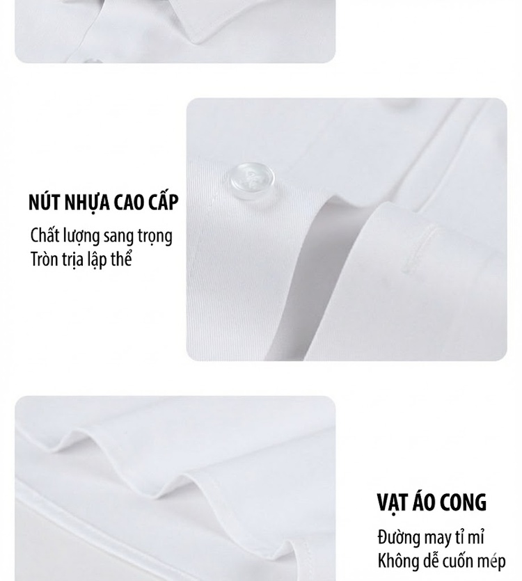Áo Sơ Mi Dài Tay Nam Phong Cách Công Sở, Chống Bám Bẩn Màu Trắng, Xanh Dương, Xám... chi tiết 9