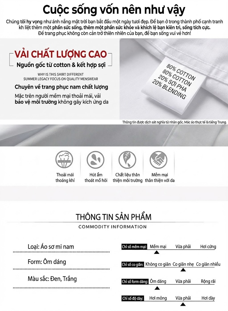 Áo Sơ Mi Dài Tay Nam Thiết Kế Dây Đeo Vai Họa Tiết Rằn Ri Form Ôm Vừa Vặn Màu Trắng, Đen chi tiết 4