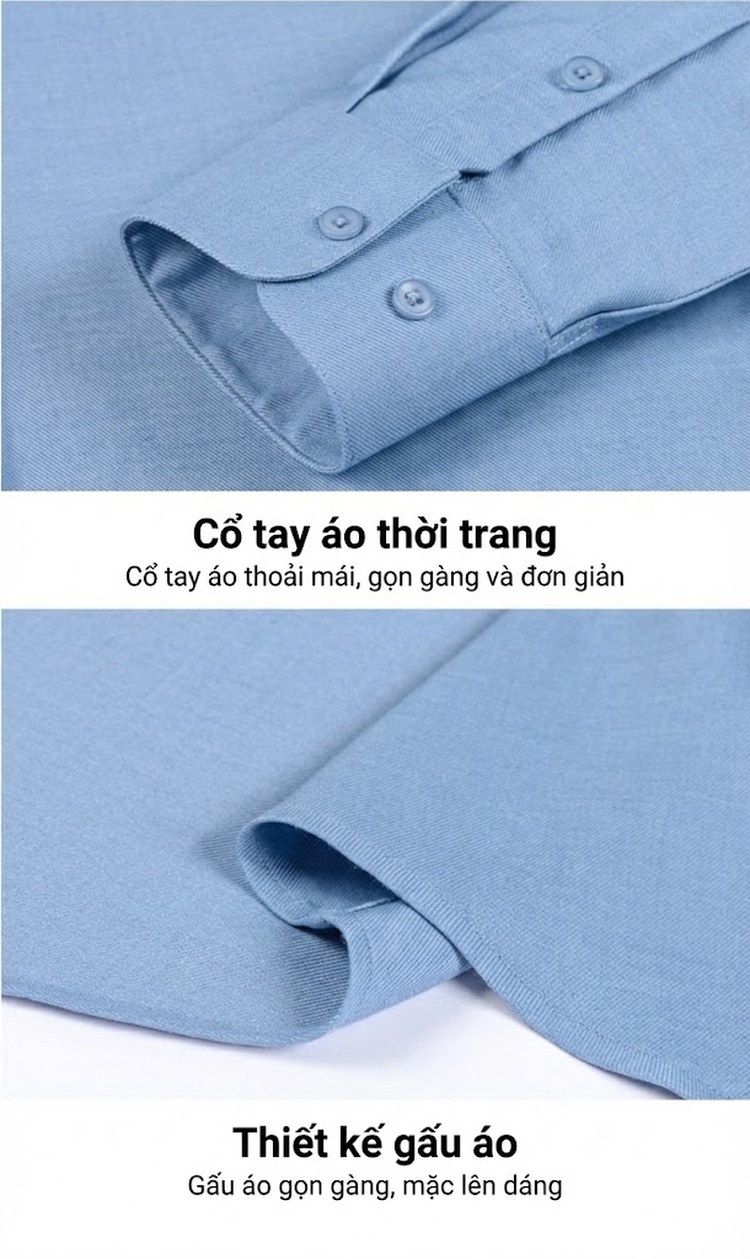 Áo Sơ Mi Dài Tay Nam Thu Đông Chất Liệu Modal Pha Len Màu Đen, Xanh Dương, Trắng, Tím... chi tiết 10
