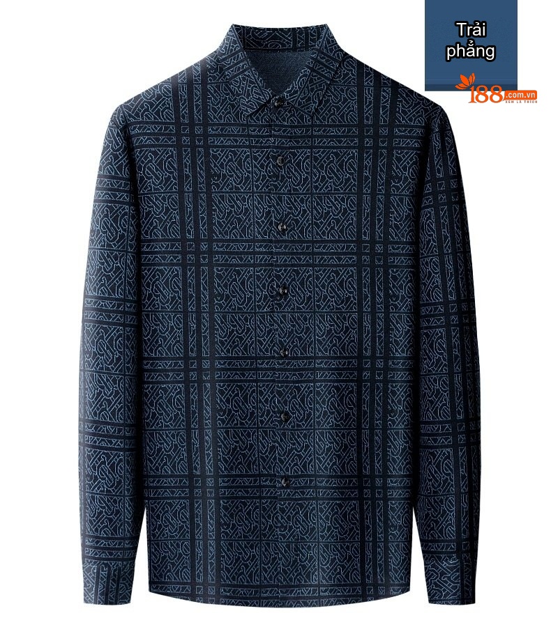 Áo Sơ Mi Nam Cashmere Dài Tay Lót Lông Giữ Nhiệt Phong Cách Trung Niên Màu Xanh Đen chi tiết 13