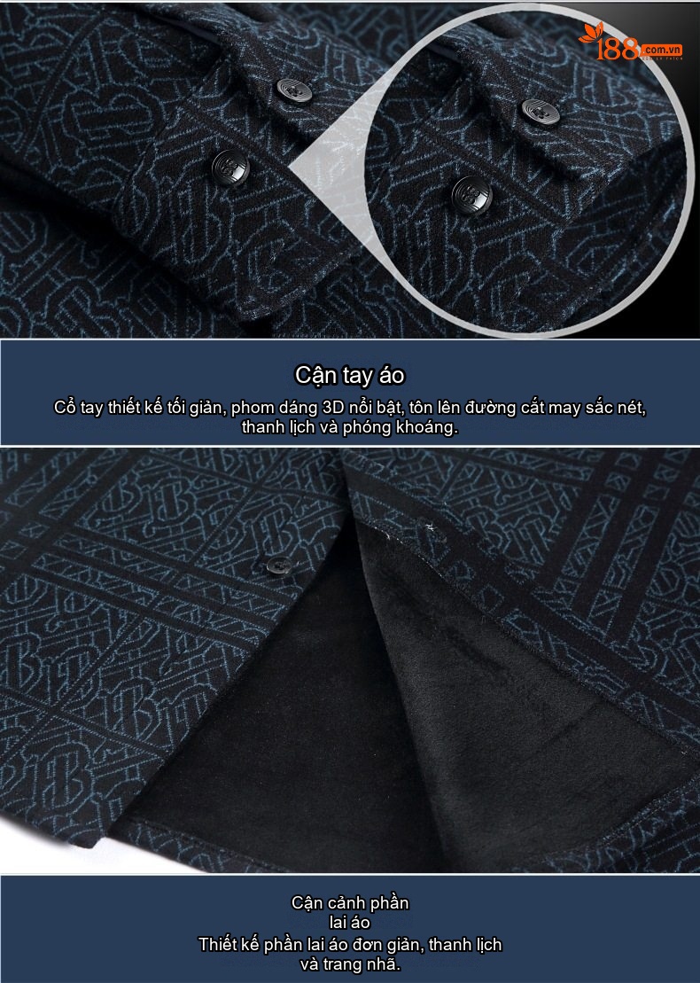 Áo Sơ Mi Nam Cashmere Dài Tay Lót Lông Giữ Nhiệt Phong Cách Trung Niên Màu Xanh Đen chi tiết 16