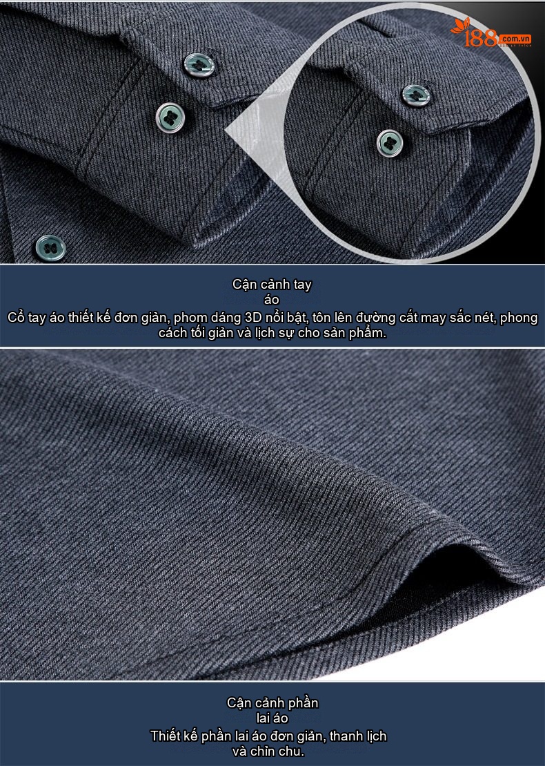 Áo Sơ Mi Nam Cashmere Lông Cừu Dài Tay Màu Đen, Xám, Tím, Xanh Navy... chi tiết 25