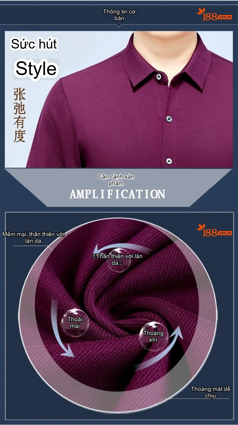 Áo Sơ Mi Nam Cashmere Lông Cừu Dài Tay Màu Đen, Xám, Tím, Xanh Navy... chi tiết 2