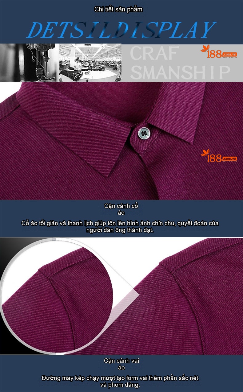 Áo Sơ Mi Nam Cashmere Lông Cừu Dài Tay Màu Đen, Xám, Tím, Xanh Navy... chi tiết 21