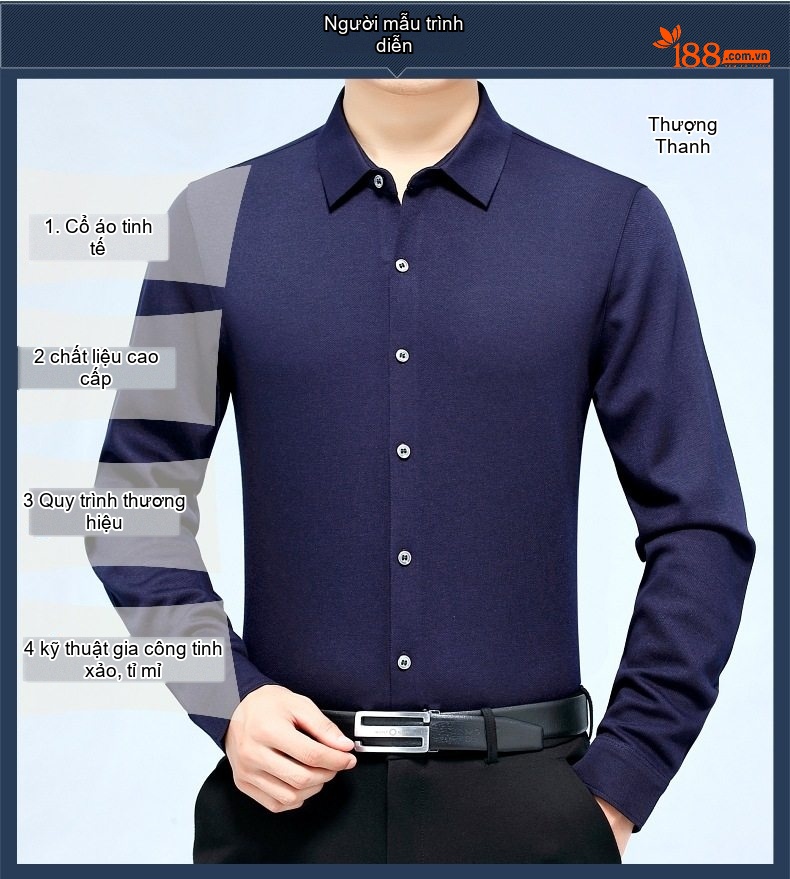 Áo Sơ Mi Nam Cashmere Lông Cừu Dài Tay Màu Đen, Xám, Tím, Xanh Navy... chi tiết 14