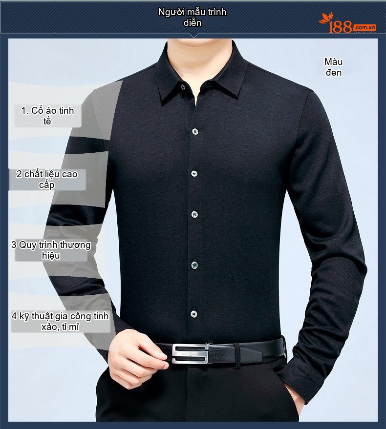 Áo Sơ Mi Nam Cashmere Lông Cừu Dài Tay Màu Đen, Xám, Tím, Xanh Navy... chi tiết 17