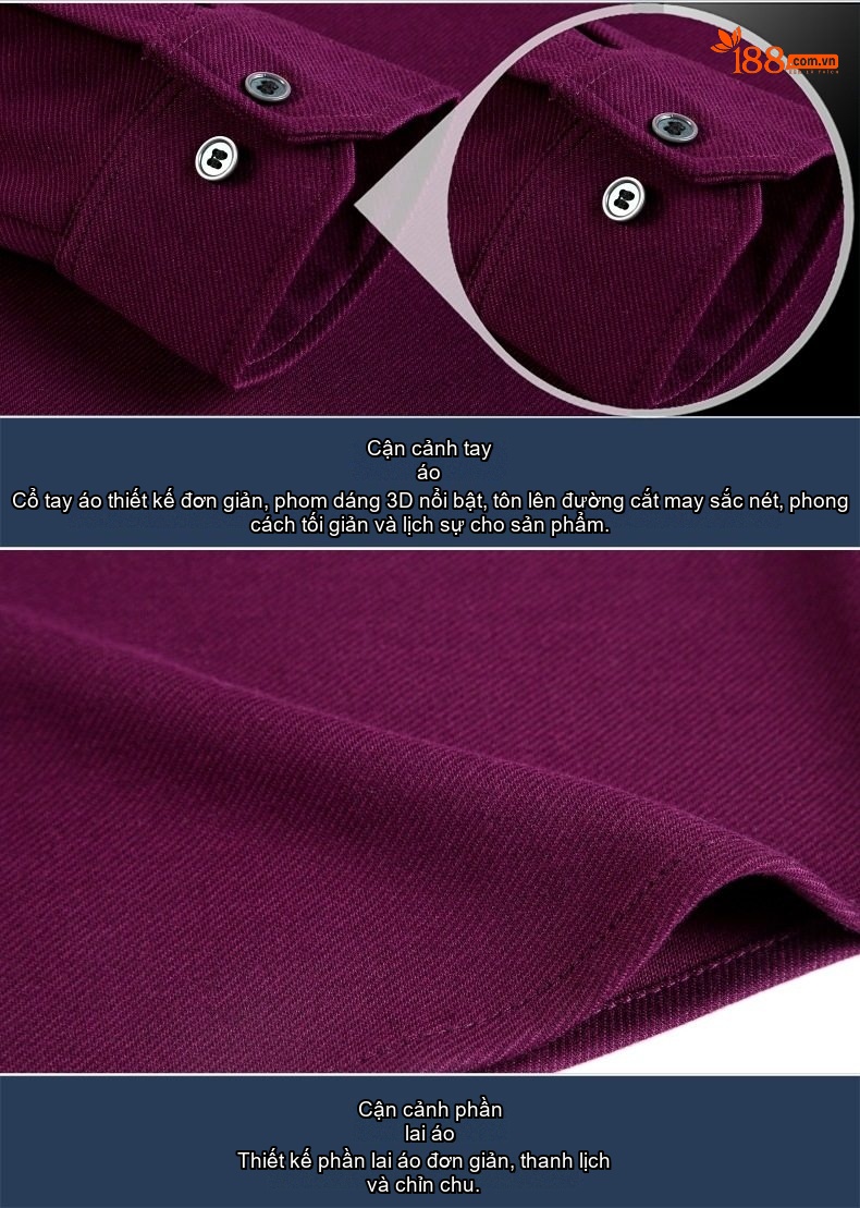 Áo Sơ Mi Nam Cashmere Lông Cừu Dài Tay Màu Đen, Xám, Tím, Xanh Navy... chi tiết 22