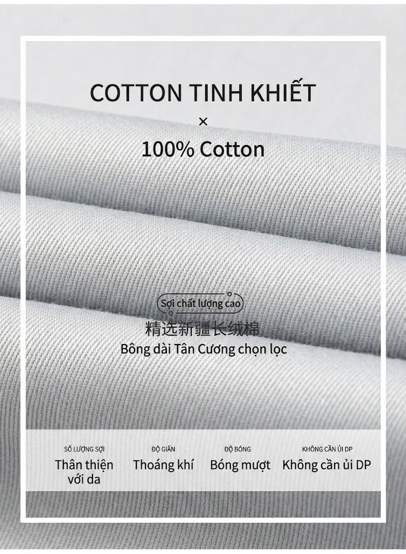 Áo Sơ Mi Nam Cotton Dài Tay Chống Nhăn Màu Trắng, Xanh chi tiết 5
