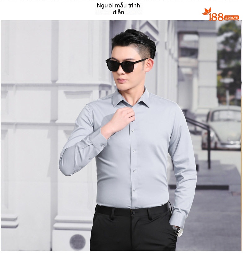Áo Sơ Mi Nam Cotton Dài Tay Chống Nhăn Màu Trắng, Xanh chi tiết 10