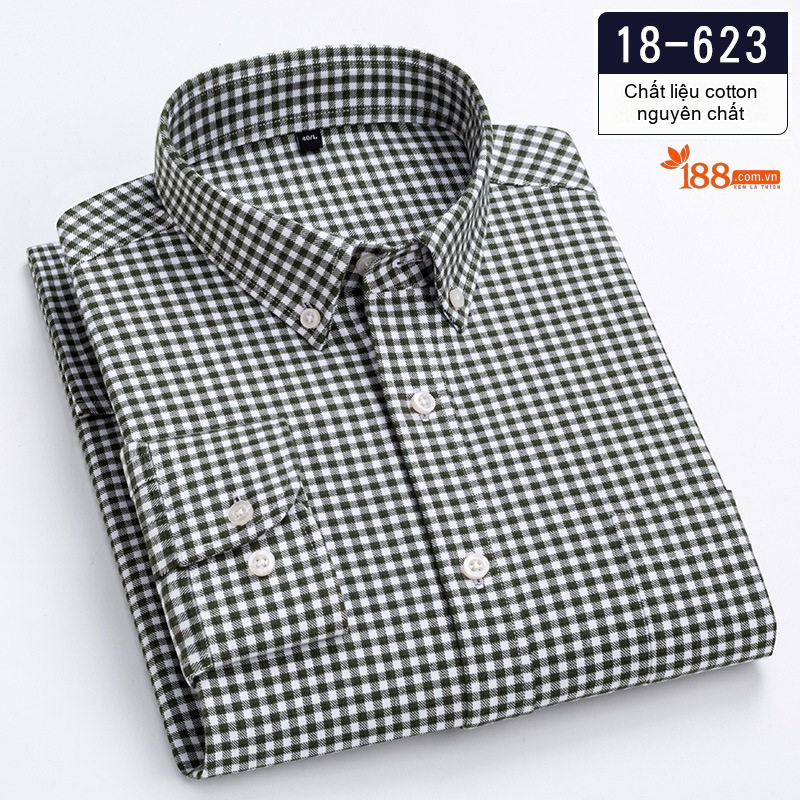 Áo Sơ Mi Nam Cotton Dài Tay Kẻ Caro Thời Trang Công Sở Thoải Mái Màu Đỏ, Xanh, Xám, Be...
