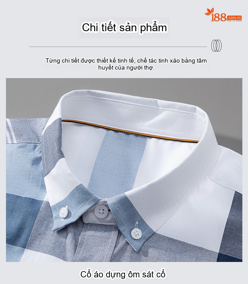 Áo Sơ Mi Nam Cotton Dài Tay Ô Vuông Kiểu Công Sở Màu Xanh Lá, Xanh Dương, Xám, Trắng... chi tiết 17