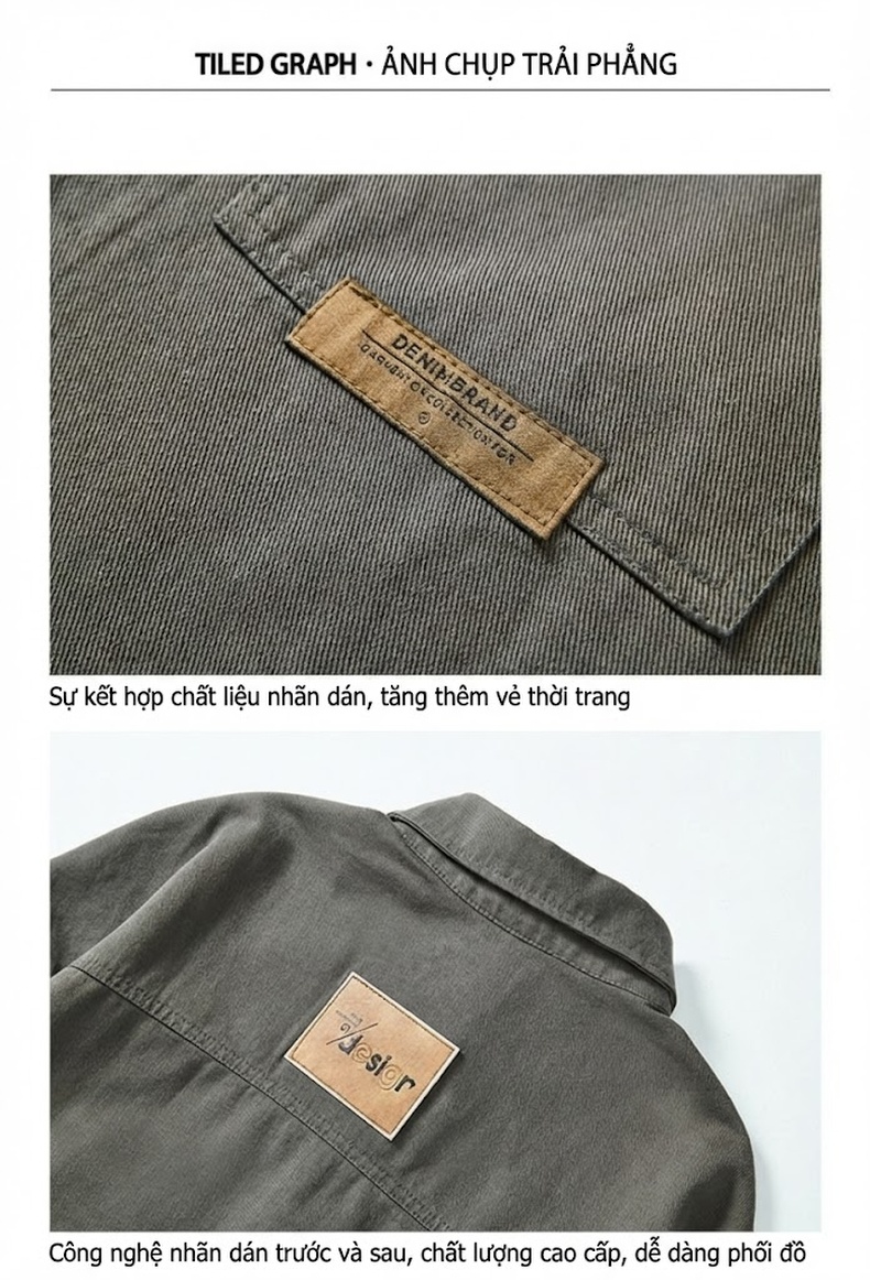 Áo Sơ Mi Nam Cotton Dáng Rộng Tay Dài Lót Lông Màu Trắng Kem, Xanh Rêu, Đen chi tiết 6