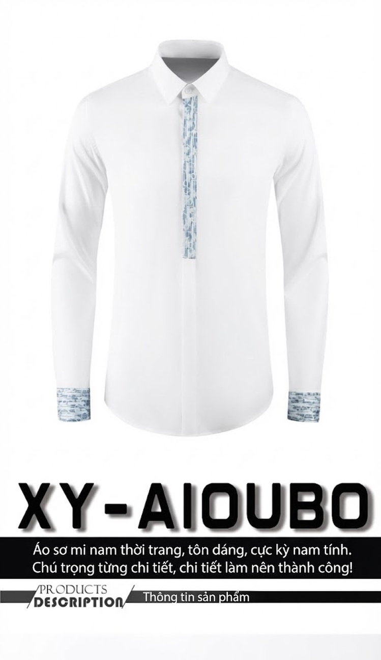 Áo Sơ Mi Nam Cotton In Họa Tiết Kỹ Thuật Số Tay Dài Form Ôm Màu Đen, Trắng chi tiết 1