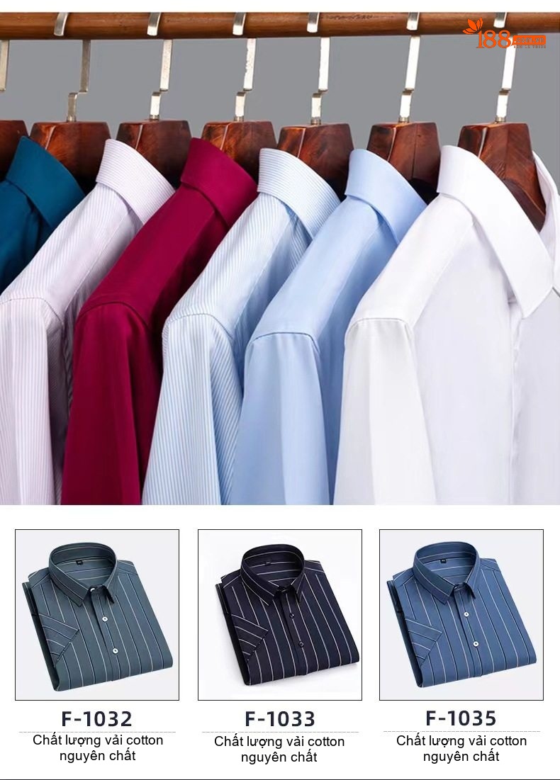 Áo Sơ Mi Nam Cotton Tay Ngắn Kẻ Sọc Thoáng Mát Màu Trắng, Xanh Dương, Nâu, Xám... chi tiết 10