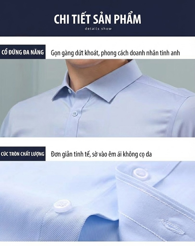 Áo Sơ Mi Nam Cotton Tay Ngắn Kẻ Sọc Thoáng Mát Màu Trắng, Xanh Dương, Nâu, Xám... chi tiết 16