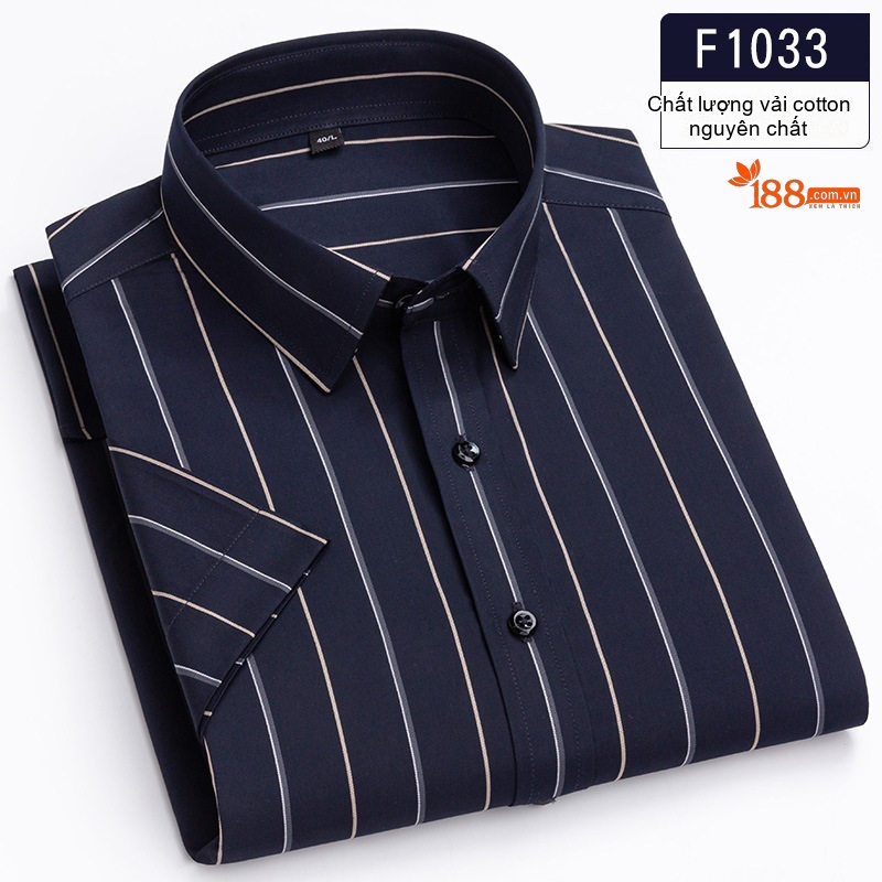 Áo Sơ Mi Nam Cotton Tay Ngắn Kẻ Sọc Thoáng Mát Màu Trắng, Xanh Dương, Nâu, Xám...