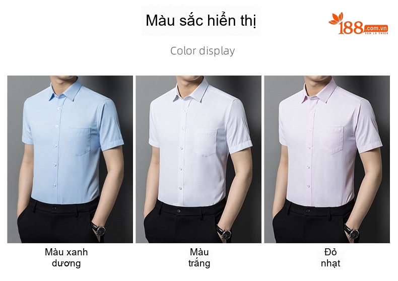 Áo Sơ Mi Nam Cotton Tay Ngắn Sọc Kẻ Chống Nhăn Màu Trắng, Xanh Dương, Tím Nhạt chi tiết 4