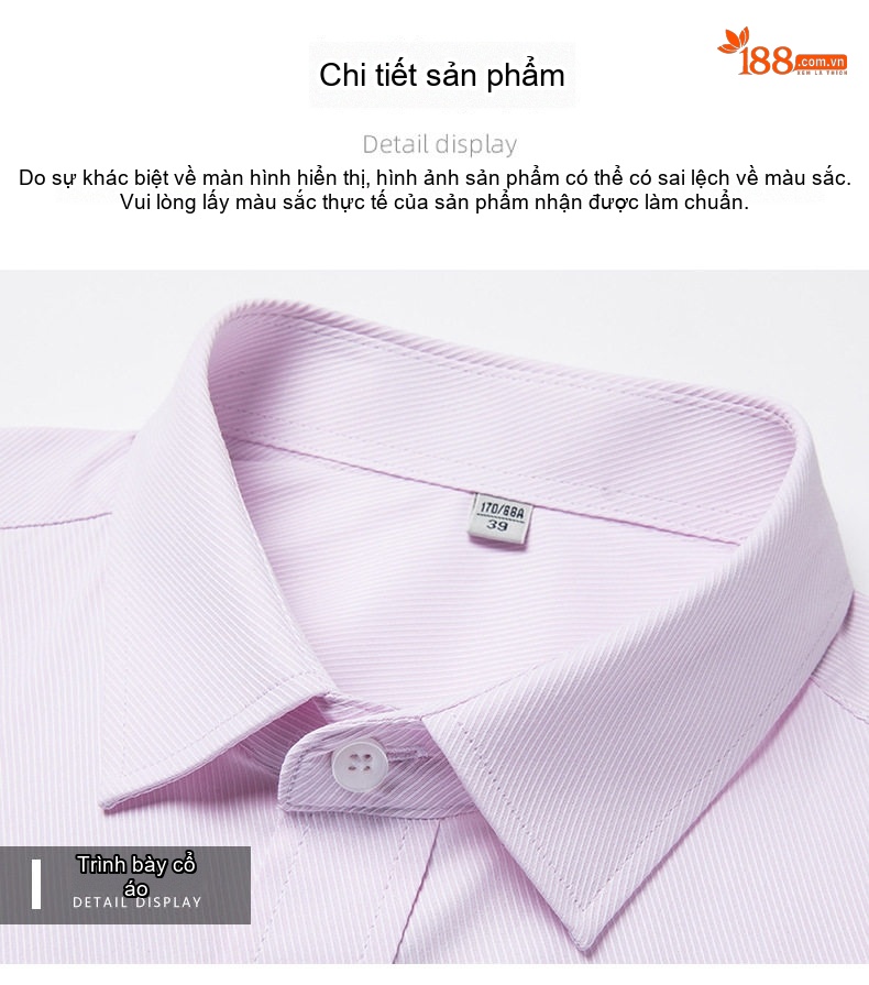 Áo Sơ Mi Nam Cotton Tay Ngắn Sọc Kẻ Chống Nhăn Màu Trắng, Xanh Dương, Tím Nhạt chi tiết 17