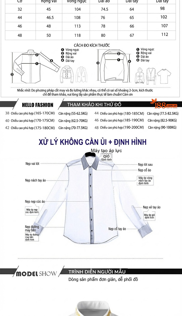 Áo Sơ Mi Nam Cotton Thêu Họa Tiết Cổ Điển Dáng Ôm Màu Đen, Trắng chi tiết 3