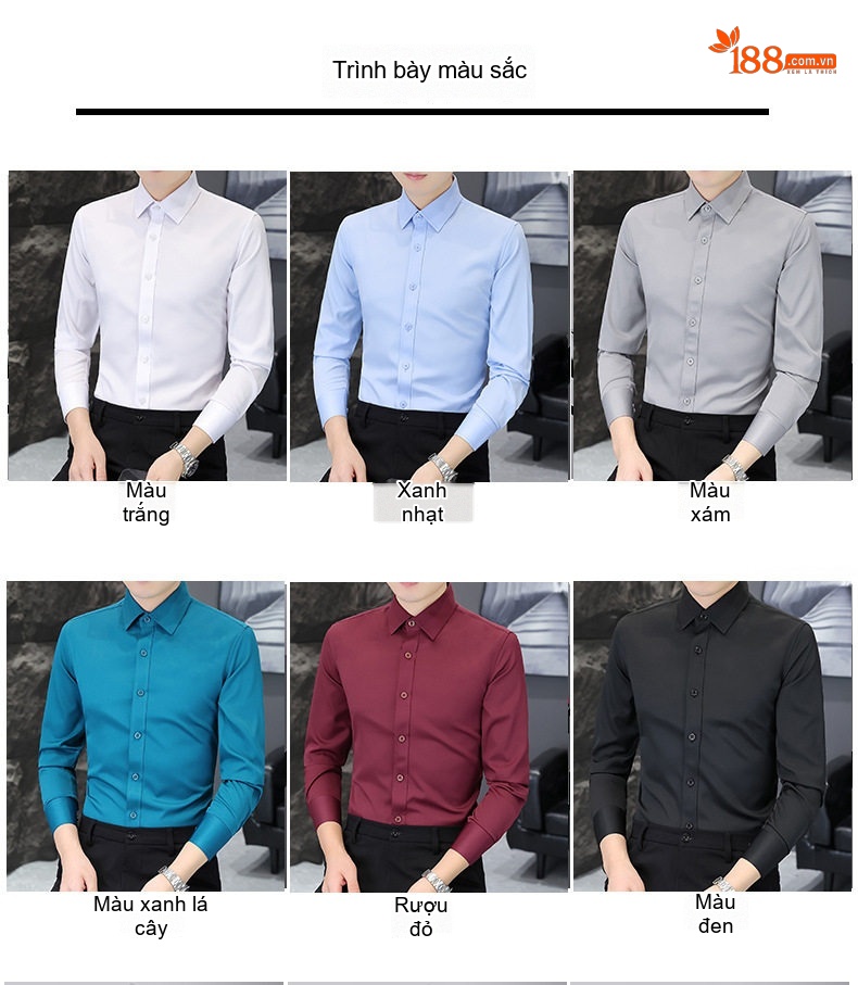 Áo Sơ Mi Nam Dài Tay Bốn Chiều Co Giãn Chống Nhăn Màu Trắng, Xám, Xanh Dương chi tiết 11