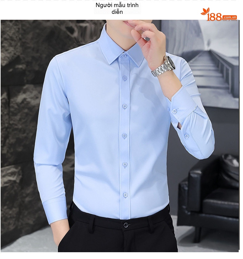Áo Sơ Mi Nam Dài Tay Bốn Chiều Co Giãn Chống Nhăn Màu Trắng, Xám, Xanh Dương chi tiết 15