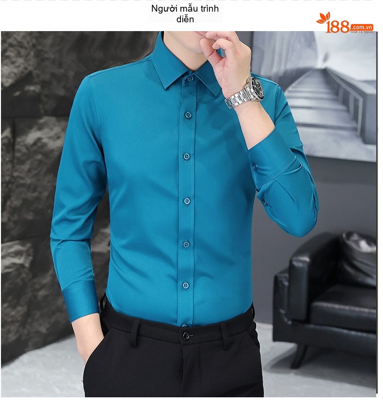 Áo Sơ Mi Nam Dài Tay Bốn Chiều Co Giãn Chống Nhăn Màu Trắng, Xám, Xanh Dương chi tiết 19