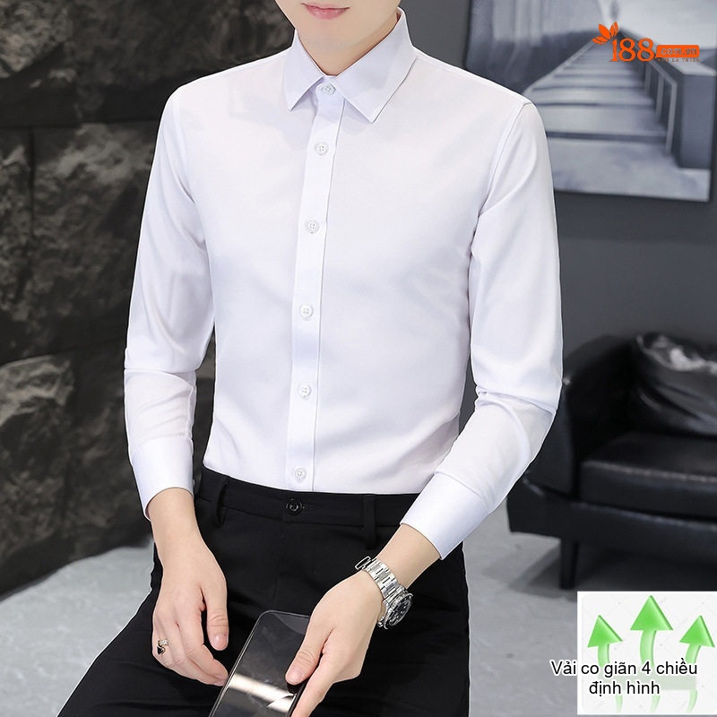 Áo Sơ Mi Nam Dài Tay Bốn Chiều Co Giãn Chống Nhăn Màu Trắng, Xám, Xanh Dương