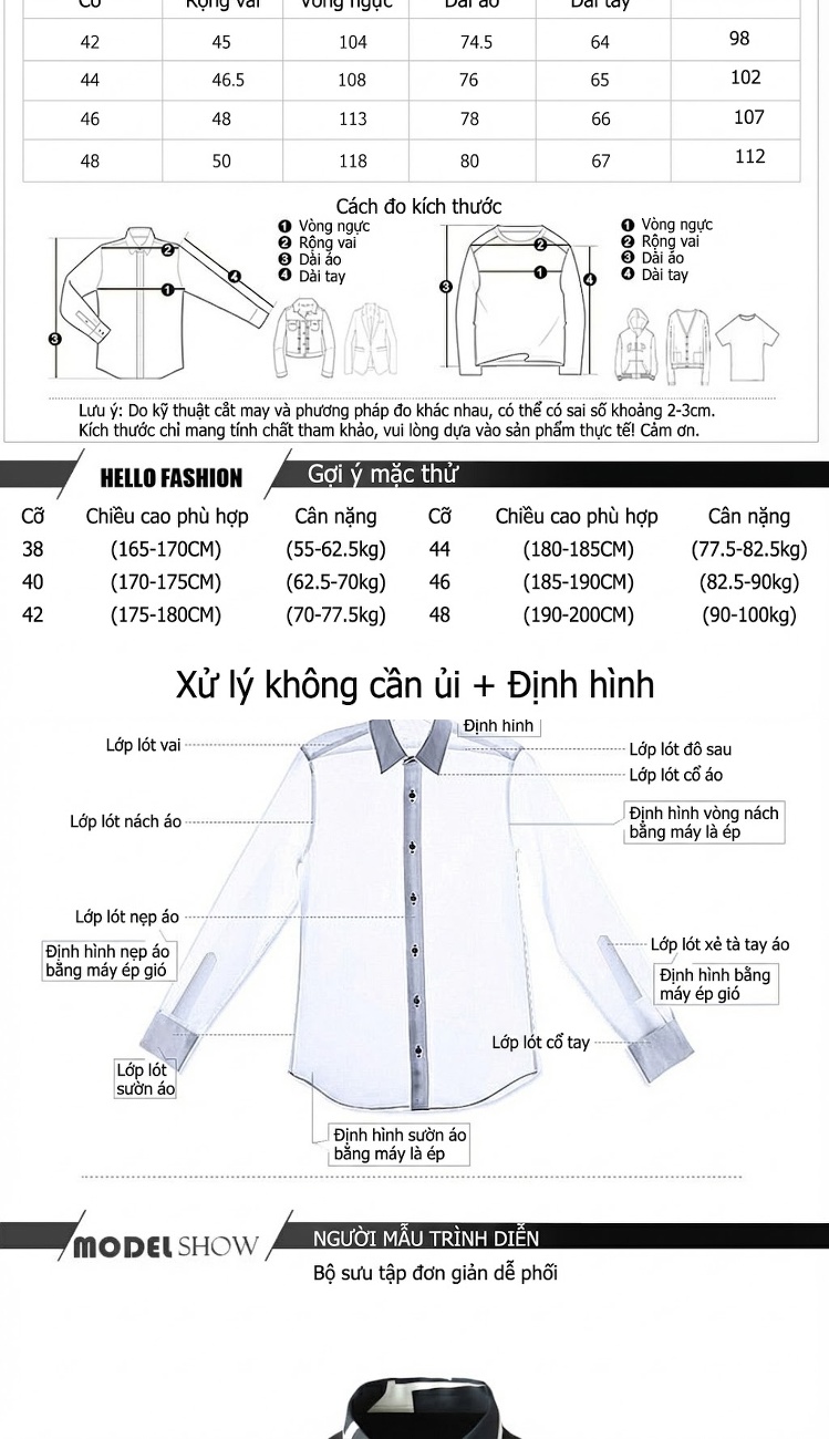 Áo Sơ Mi Nam Dài Tay Cổ Điển Thiết Kế Ghép Màu Thời Trang Màu Trắng, Đen chi tiết 3