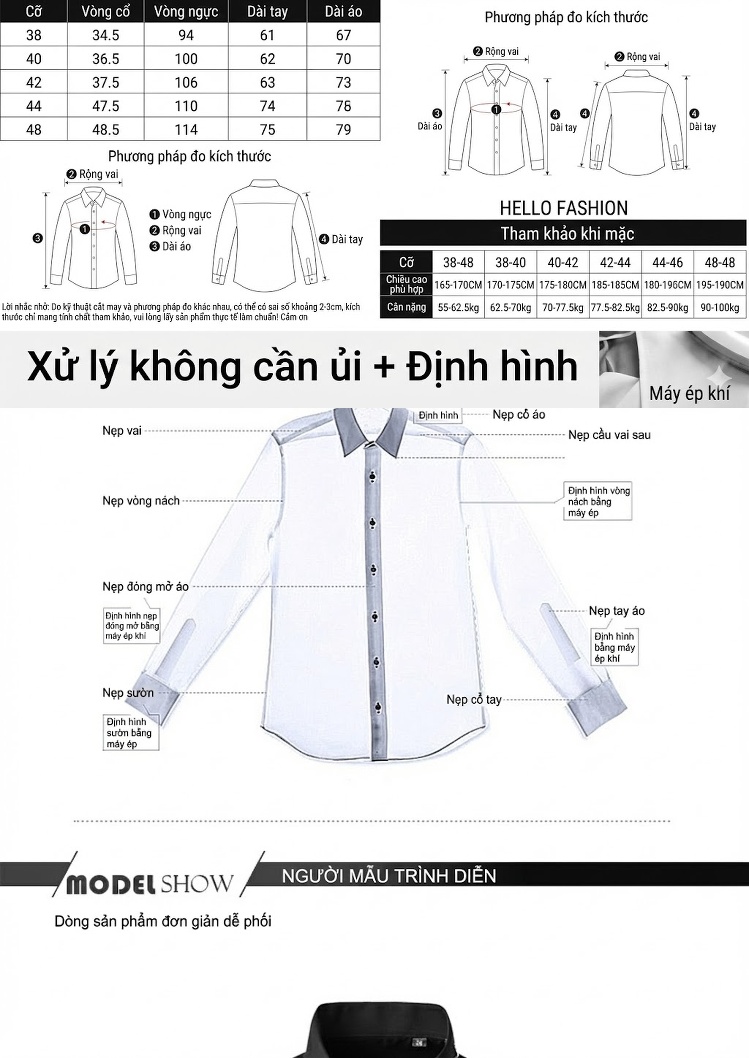 Áo Sơ Mi Nam Dài Tay Cổ Đính Họa Tiết Thời Trang Màu Đen, Trắng, Xanh Dương, Xanh Navy... chi tiết 3
