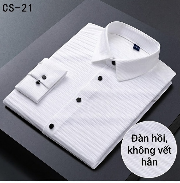Áo Sơ Mi Nam Dài Tay Co Giãn Không Nhăn Phong Cách Thanh Niên Màu Trắng, Đen, Xám, Xanh Navy... chi tiết 8