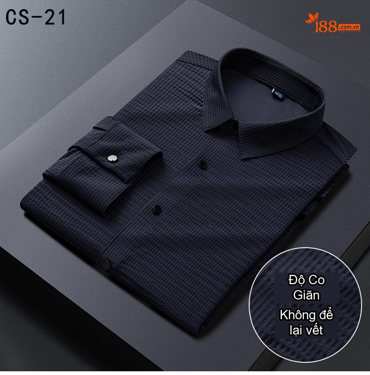 Áo Sơ Mi Nam Dài Tay Co Giãn Không Nhăn Phong Cách Thanh Niên Màu Trắng, Đen, Xám, Xanh Navy... chi tiết 6